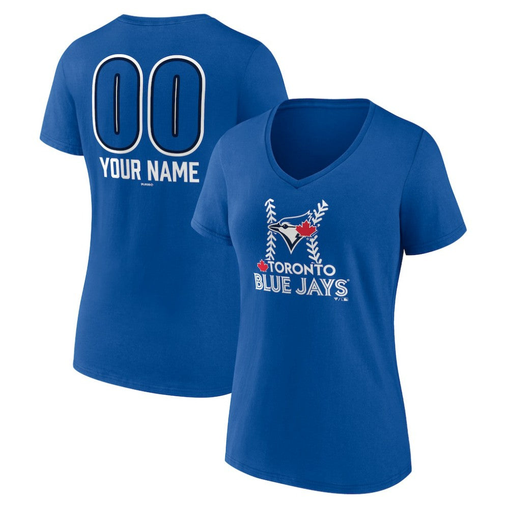 Toronto Blue Jays Women's Personalized Name & Number Fastball V-Neck T-Shirt - Royal T-shirts