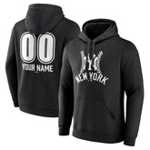 New York Yankees Personalized Name & Number Fastball Pullover Hoodie - Black Hoodies