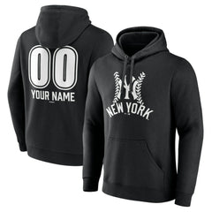 New York Yankees Personalized Name & Number Fastball Pullover Hoodie - Black Hoodies