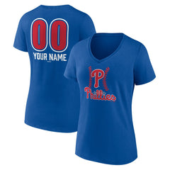 Philadelphia Phillies Women's Personalized Name & Number Fastball V-Neck T-Shirt - Royal T-shirts