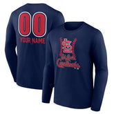 St. Louis Cardinals Personalized Name & Number Fastball Long Sleeve T-Shirt - Navy T-shirts
