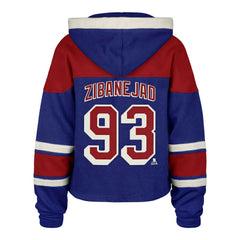 Mika Zibanejad New York Rangers '47 Women's Superior Lacer Cropped Pullover Hoodie - Blue | US 201253405