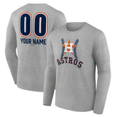 Houston Astros Personalized Name & Number Fastball Long Sleeve T-Shirt - Gray T-shirts