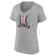 Houston Astros Women's Personalized Name & Number Fastball V-Neck T-Shirt - Gray T-shirts