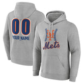 New York Mets Personalized Name & Number Fastball Pullover Hoodie - Gray Hoodies