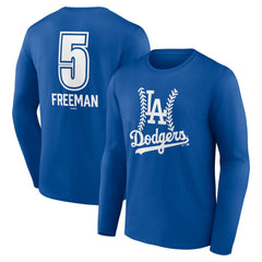 Freddie Freeman Los Angeles Dodgers Fastball Player Name & Number Long Sleeve T-Shirt - Royal T-shirts