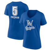 Freddie Freeman Los Angeles Dodgers Women's Fastball Player Name & Number V-Neck T-Shirt - Royal T-shirts