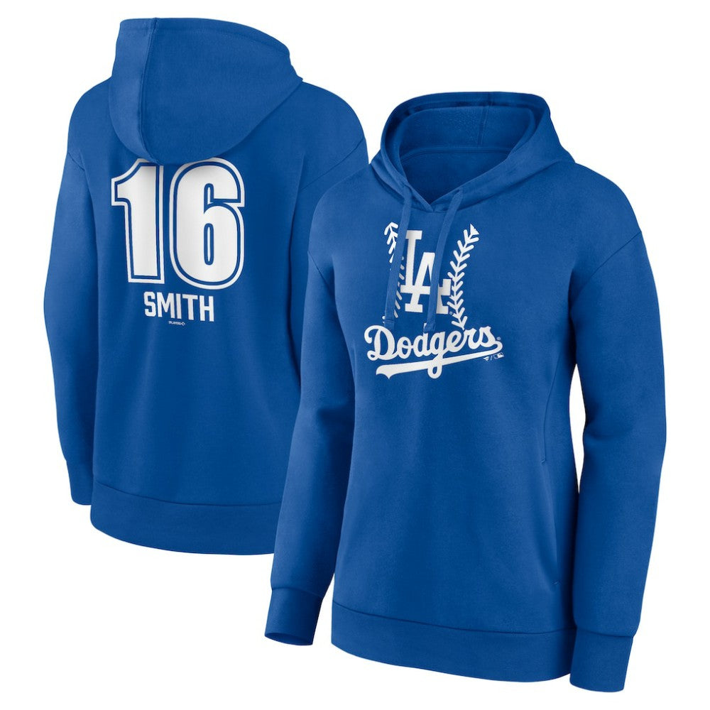 Will Smith Los Angeles Dodgers Women's Fastball Player Name & Number Pullover Hoodie - Royal Hoodies