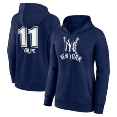 Anthony Volpe New York Yankees Women's Fastball Player Name & Number Pullover Hoodie - Navy Hoodies