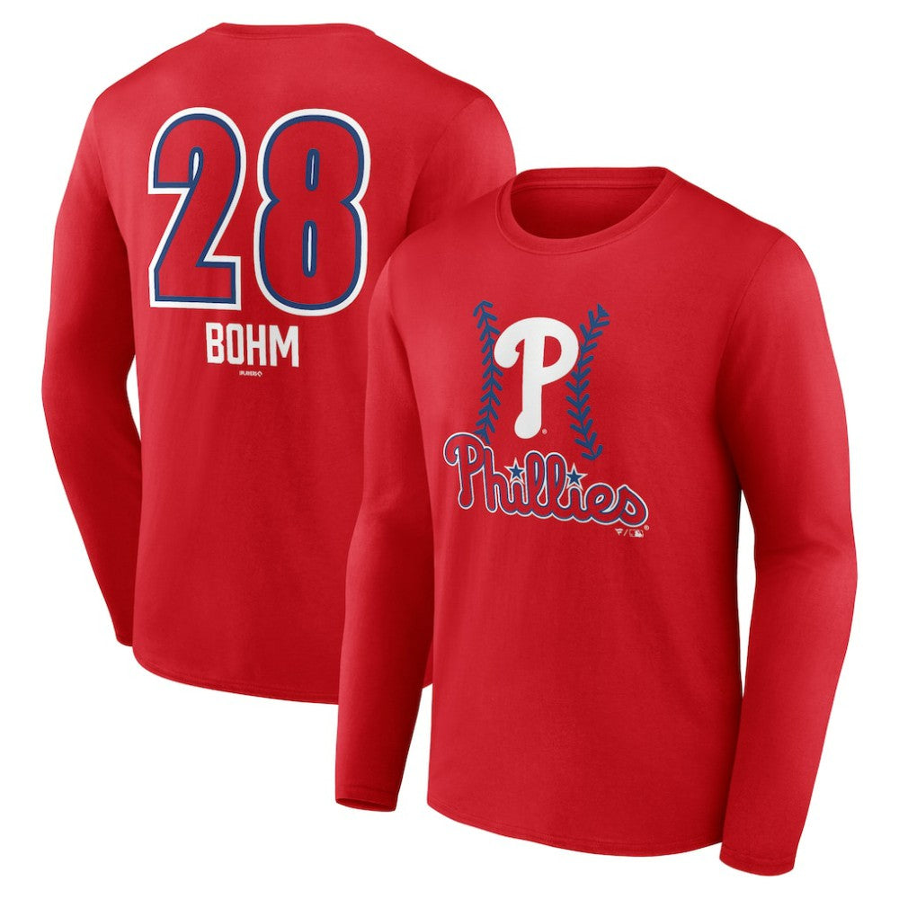Alec Bohm Philadelphia Phillies Fastball Player Name & Number Long Sleeve T-Shirt - Red T-shirts