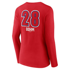 Alec Bohm Philadelphia Phillies Women's Fastball Player Name & Number Long Sleeve V-Neck T-Shirt - Red T-shirts