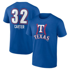 Evan Carter Texas Rangers Fastball Player Name & Number T-Shirt - Royal T-shirts