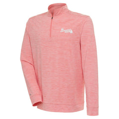 Atlanta Braves Antigua Bright Quarter-Zip Pullover Top - Coral Pullover
