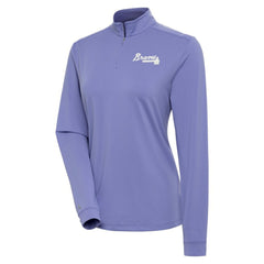 Atlanta Braves Antigua Women's Finish Quarter-Zip Pullover Top - Purple Pullover