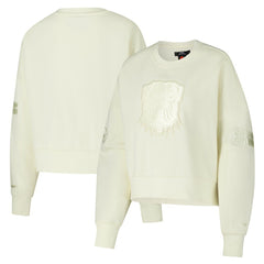 Cleveland Browns Pro Standard Triple Tonal Cropped Fleece Pullover Sweatshirt - Cream Pullover
