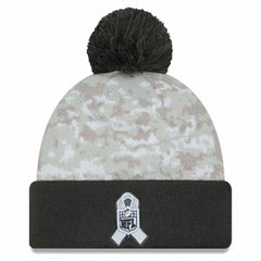 Cincinnati Bengals New Era Youth 2024 Salute To Service Cuffed Pom Knit Hat - White/Graphite Hats