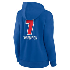 Dansby Swanson Chicago Cubs Women's Fastball Player Name & Number Pullover Hoodie - Royal Hoodies