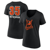 Adley Rutschman Baltimore Orioles Women's Fastball Player Name & Number V-Neck T-Shirt - Black T-shirts