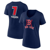 Masataka Yoshida Boston Red Sox Women's Fastball Player Name & Number V-Neck T-Shirt - Navy T-shirts