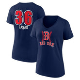 Triston Casas Boston Red Sox Women's Fastball Player Name & Number V-Neck T-Shirt - Navy T-shirts