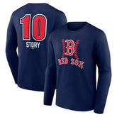 Trevor Story Boston Red Sox Fastball Player Name & Number Long Sleeve T-Shirt - Navy T-shirts