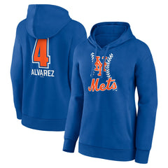 Francisco Alvarez New York Mets Women's Fastball Player Name & Number Pullover Hoodie - Royal Hoodies