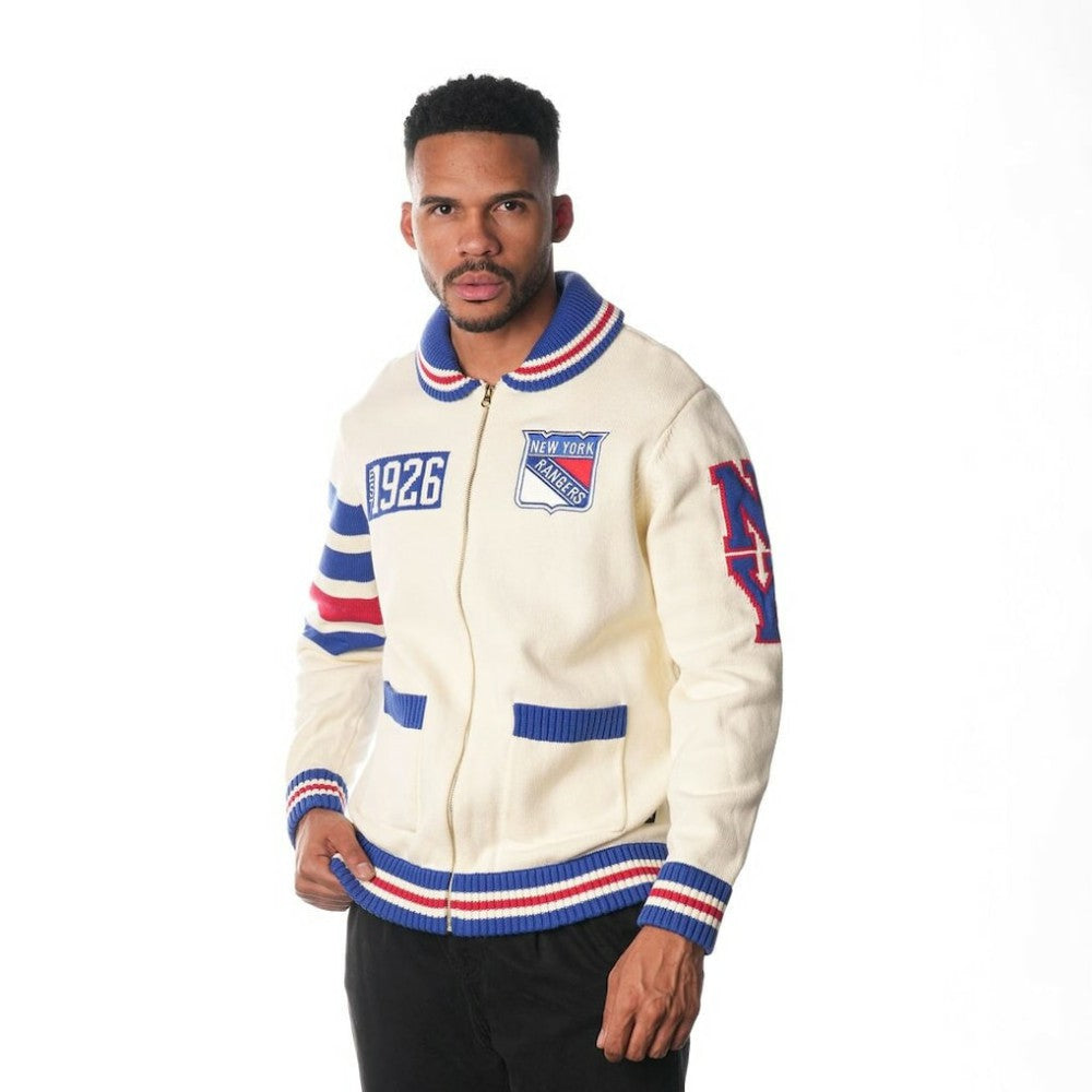 New York Rangers The Wild Collective Unisex Jacquard Full-Zip Sweater - Cream | US 201271307