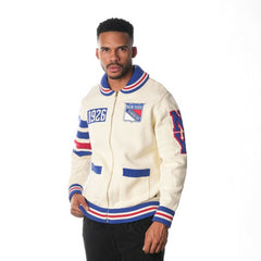 New York Rangers The Wild Collective Unisex Jacquard Full-Zip Sweater - Cream | US 201271307