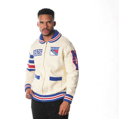New York Rangers The Wild Collective Unisex Jacquard Full-Zip Sweater - Cream | US 201271307