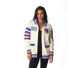 New York Rangers The Wild Collective Unisex Jacquard Full-Zip Sweater - Cream | US 201271307