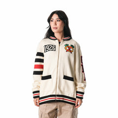 Chicago Blackhawks The Wild Collective Unisex Jacquard Full-Zip Sweater - Cream | US 201271308