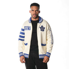 Toronto Maple Leafs The Wild Collective Unisex Jacquard Full-Zip Sweater - Cream | US 201271310