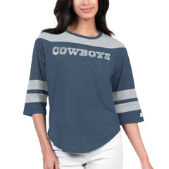Dallas Cowboys Starter Women's Fullback Tri-Blend 3/4-Sleeve T-Shirt - Navy T-shirts