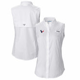 Houston Texans Women's PFG Tamiami Omni-Shade Sleeveless Button-Up Shirt - White