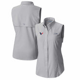 Houston Texans Women's PFG Tamiami Omni-Shade Sleeveless Button-Up Shirt - Gray