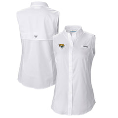 Jacksonville Jaguars Women's PFG Tamiami Omni-Shade Sleeveless Button-Up Shirt - White
