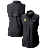 Minnesota Vikings Women's PFG Tamiami Omni-Shade Sleeveless Button-Up Shirt - Black