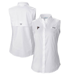 Atlanta Falcons Women's PFG Tamiami Omni-Shade Sleeveless Button-Up Shirt - White