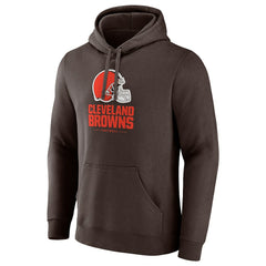 Cleveland Browns Team Lockup Pullover Hoodie - Brown Hoodies