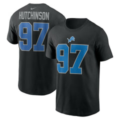 Aidan Hutchinson Detroit Lions Player Name & Number T-Shirt - Black T-shirts
