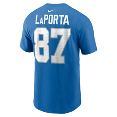 Sam LaPorta Detroit Lions Name & Number T-Shirt - Blue T-shirts