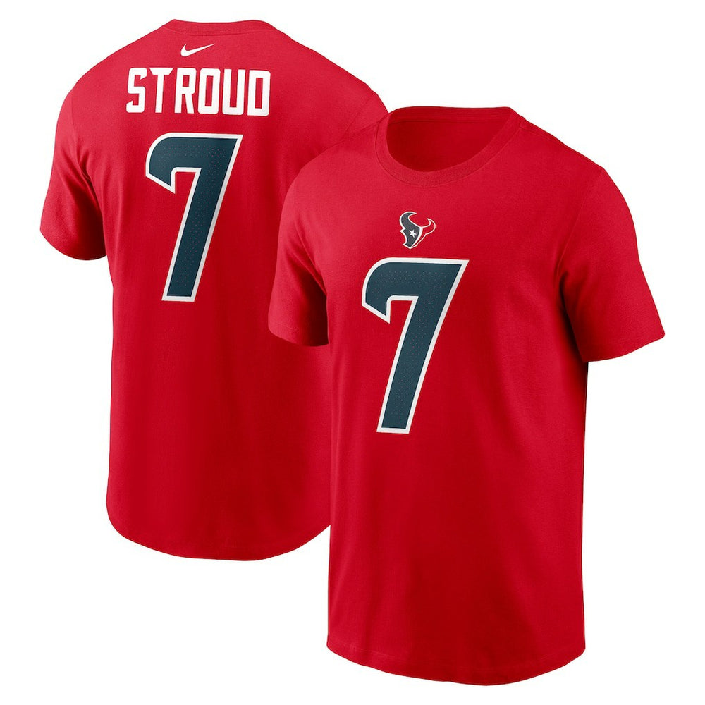 C.J. Stroud Houston Texans Player Name & Number T-Shirt - Red T-shirts
