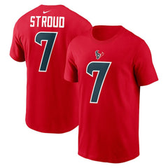 C.J. Stroud Houston Texans Player Name & Number T-Shirt - Red T-shirts