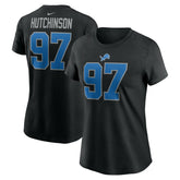 Aidan Hutchinson Detroit Lions Women's Player Name & Number T-Shirt - Black T-shirts