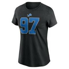 Aidan Hutchinson Detroit Lions Women's Player Name & Number T-Shirt - Black T-shirts