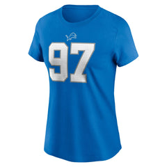 Aidan Hutchinson Detroit Lions Women's Player Name & Number T-Shirt - Blue T-shirts