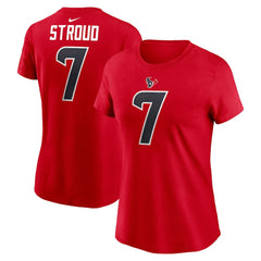 C.J. Stroud Houston Texans Women's Player Name & Number T-Shirt - Red T-shirts
