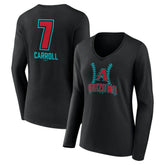 Corbin Carroll Arizona Diamondbacks Women's Name & Number Fastball V-Neck Long Sleeve T-Shirt - Black T-shirts