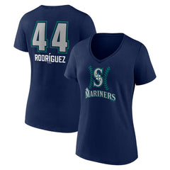 Julio Rodríguez Seattle Mariners Women's Name & Number Fastball V-Neck T-Shirt - Navy T-shirts