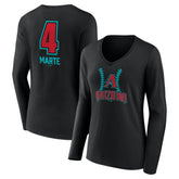 Ketel Marte Arizona Diamondbacks Women's Name & Number Fastball V-Neck Long Sleeve T-Shirt - Black T-shirts